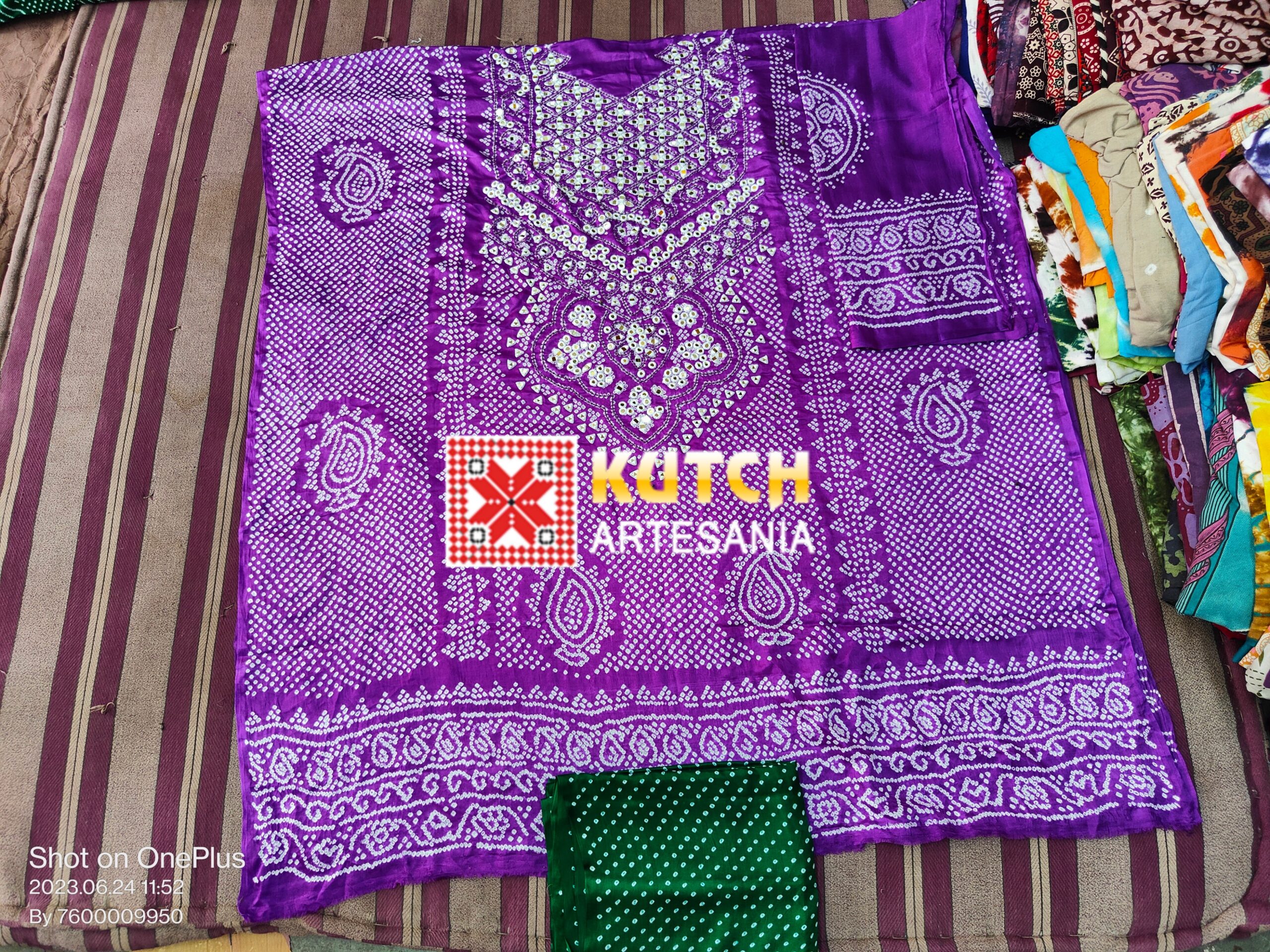 Exclusive Pure Georgette Kutchi Embroideried Bandhani Saree